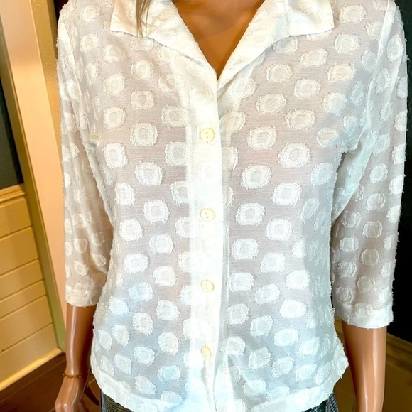 Andria Lieu Designer White Sheer Blouse Small - Picture 3 of 6